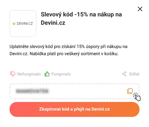 Návod jak zkopírovat slevový kupón Devini.cz
