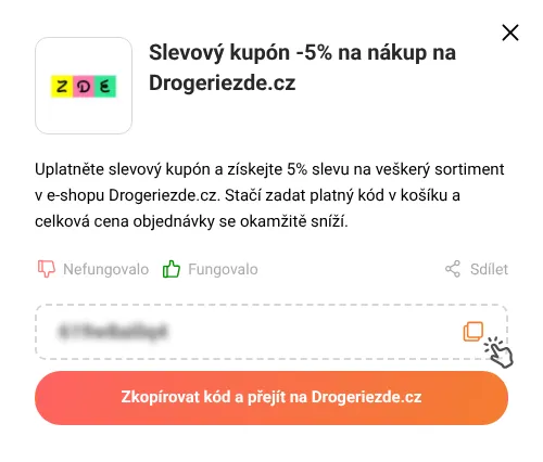 Návod jak zkopírovat slevový kód Drogeriezde.cz