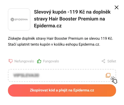 Návod jak zkopírovat slevový kupón Epiderma.cz