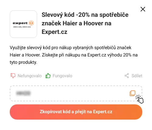Návod jak zkopírovat slevový kód Expert.cz