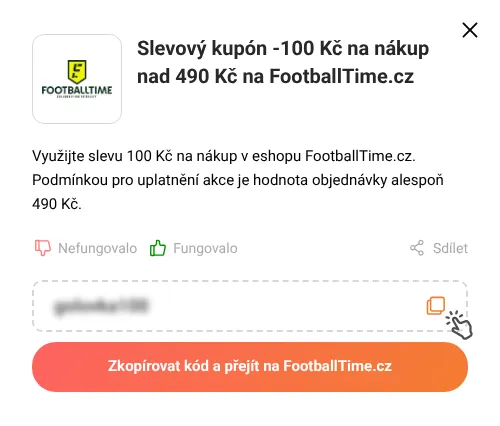 Návod jak zkopírovat slevový kupón FootballTime.cz