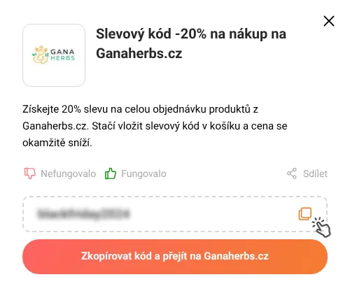 Návod jak zkopírovat slevový kupón Ganaherbs.cz