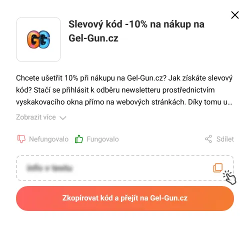 Návod jak zkopírovat slevový kód Gel-Gun.cz