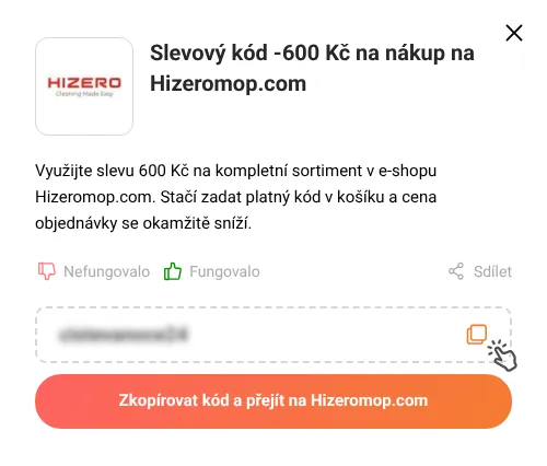 Návod jak zkopírovat slevový kupón Hizeromop.com