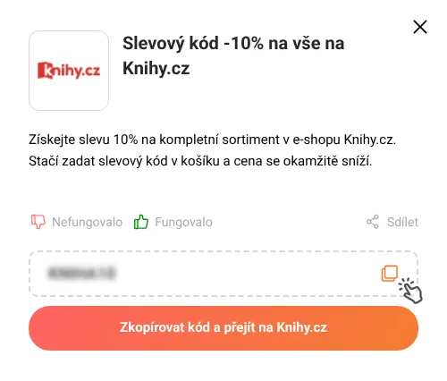 Návod jak zkopírovat slevový kód Knihy.cz
