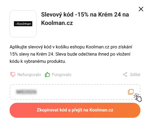 Návod jak zkopírovat slevový kód Koolman.cz