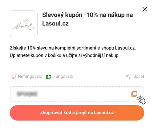 Návod jak zkopírovat slevový kupón Lasoul.cz