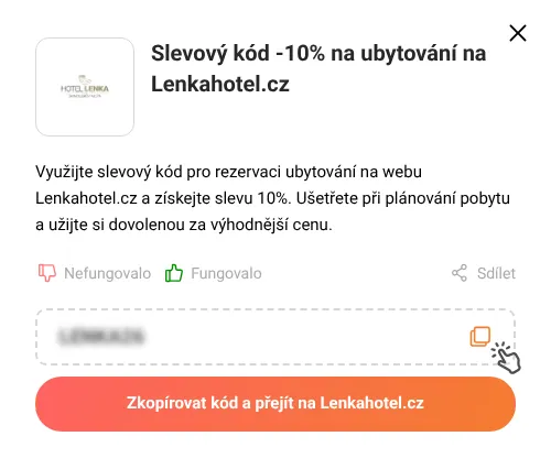 Návod jak zkopírovat slevový kód Lenkahotel.cz