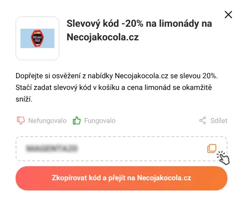 Návod jak zkopírovat slevový kód Necojakocola.cz