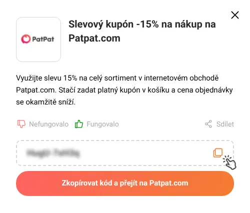 Návod jak zkopírovat slevový kód Patpat.com