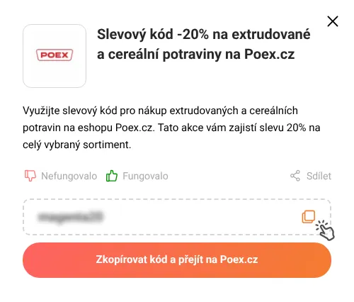 Návod jak zkopírovat slevový kupón Poex.cz