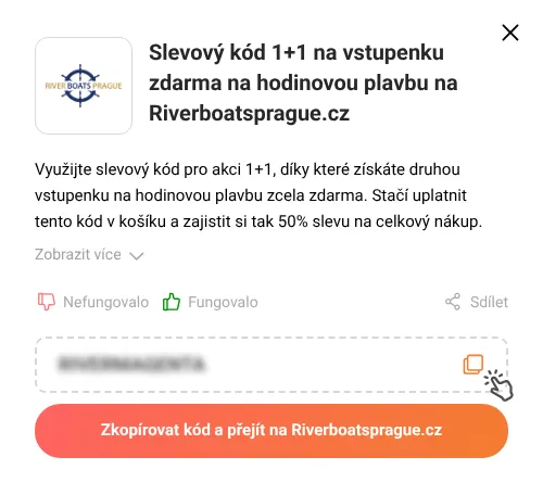 Návod jak zkopírovat slevový kód Riverboatsprague.cz