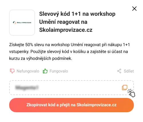 Návod jak zkopírovat slevový kód Skolaimprovizace.cz