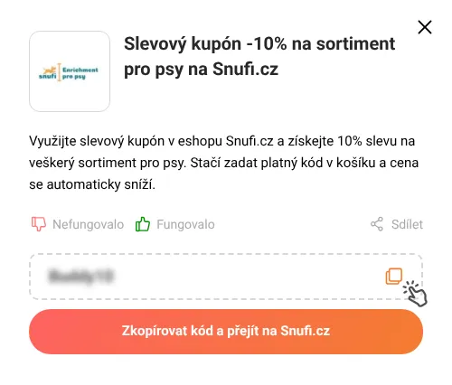 Návod jak zkopírovat slevový kupón Snufi.cz