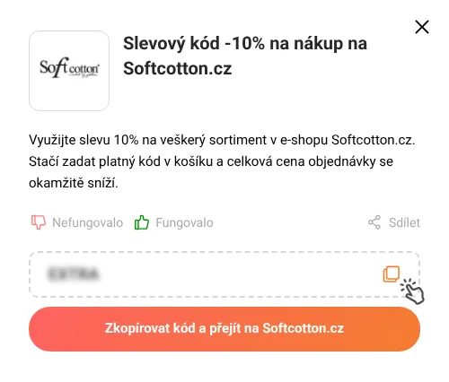 Návod jak zkopírovat slevový kupón Softcotton.cz