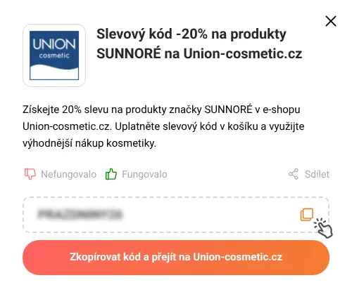 Návod jak zkopírovat slevový kód Union-cosmetic.cz