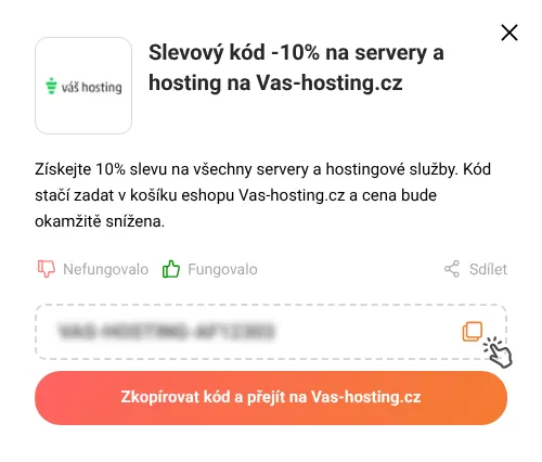 Návod jak zkopírovat slevový kód Vas-hosting.cz