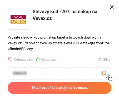 Návod jak zkopírovat slevový kód Vavex.cz