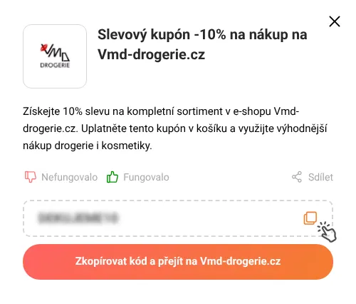 Návod jak zkopírovat slevový kupón Vmd-drogerie.cz