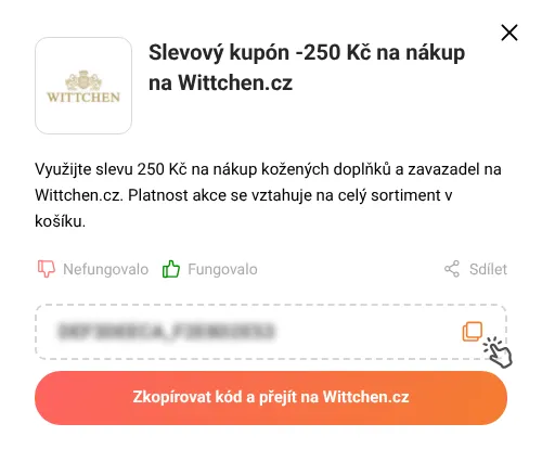 Návod jak zkopírovat slevový kupón Wittchen.cz