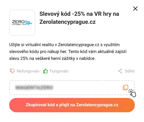 Návod jak zkopírovat slevový kód Zerolatencyprague.cz
